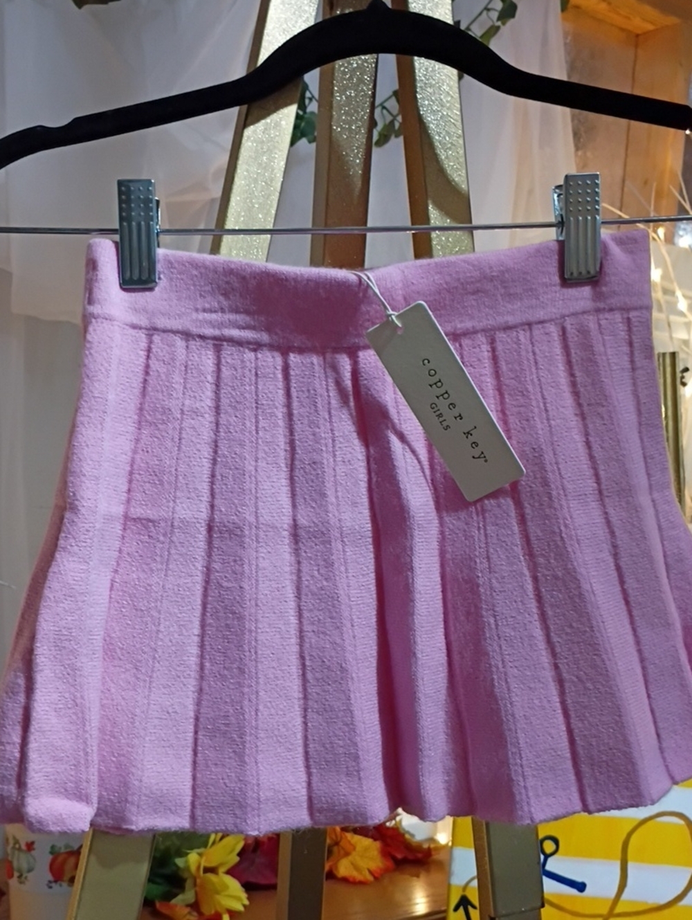 Copper Key Light Pink Pleated A-Line Sweater Skirt